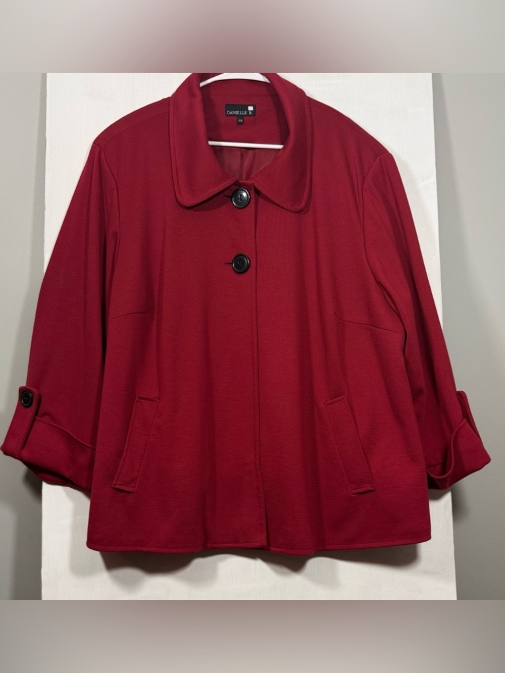 Women's Red Button-Front Pea Coat by Danielle